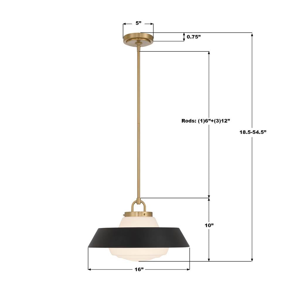 Crystorama XAN-8006-VG-MK Vibrant Gold Xander 16'' Vibrant Gold And Matte Black Pendant Image 2