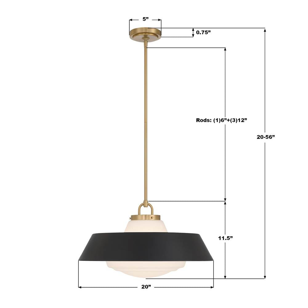 Crystorama XAN-8009-VG-MK Vibrant Gold Xander 20'' Vibrant Gold And Matte Black Pendant Image 2