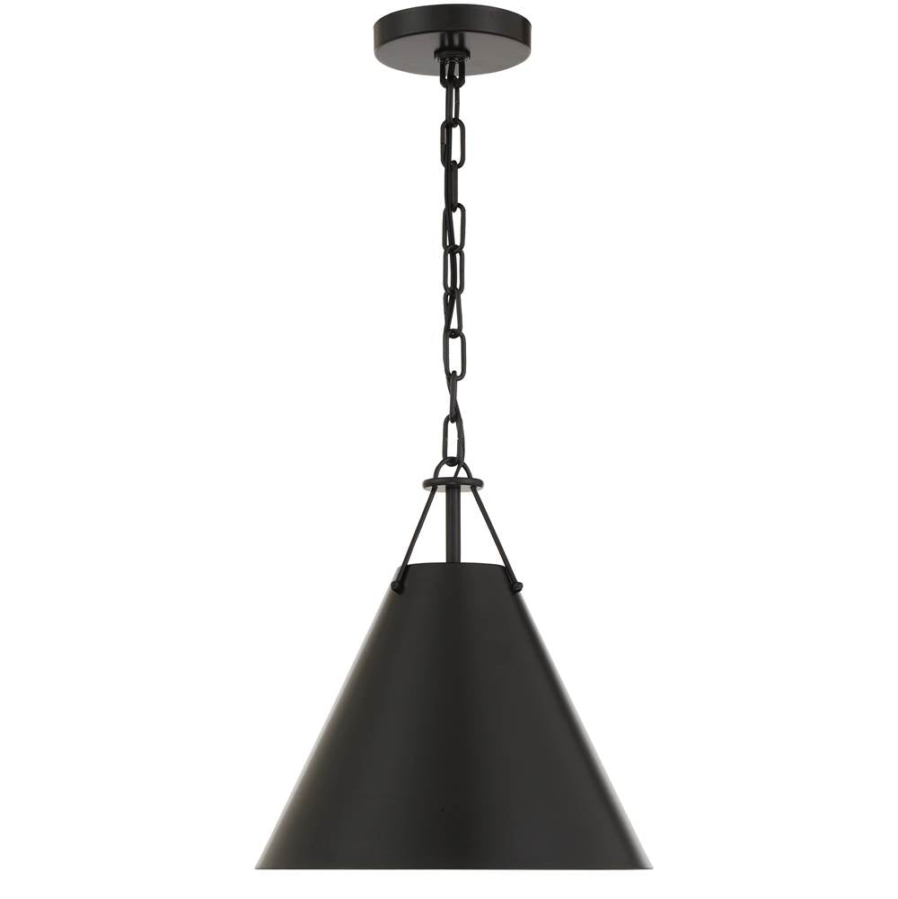 Crystorama XAV-B8301-MK Matte Black Xavier 1 Light Matte Black Pendant Image 1