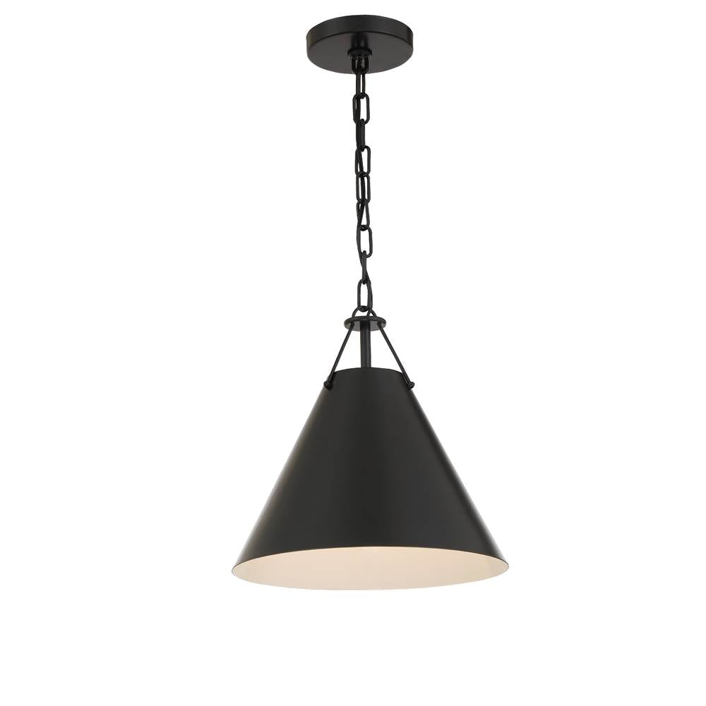 Crystorama Xavier 1 Light Matte Black Pendant