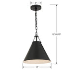 Crystorama XAV-B8301-MK Matte Black Xavier 1 Light Matte Black Pendant Image 2
