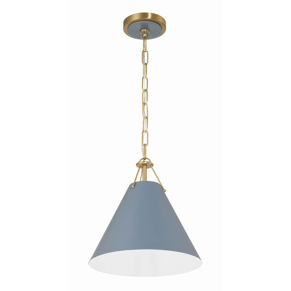 Crystorama XAV-B8301-VG-BL Vibrant Gold,Blue Xavier 1 Light Vibrant Gold Plus Blue Mini Pendant Image 1