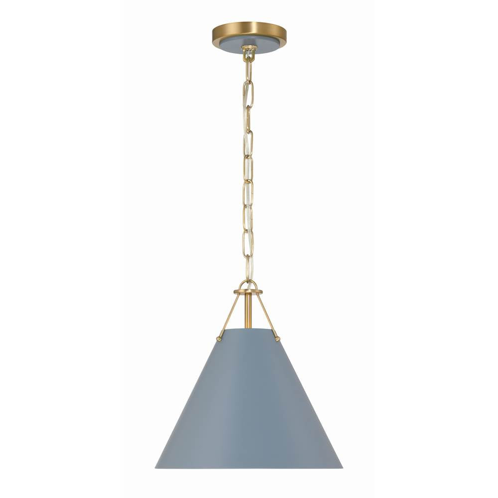 Crystorama Xavier 1 Light Vibrant Gold Plus Blue Mini Pendant