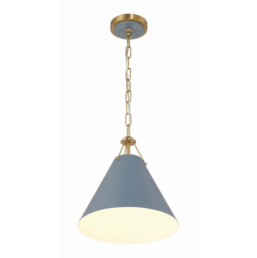 Crystorama XAV-B8301-VG-BL Vibrant Gold,Blue Xavier 1 Light Vibrant Gold Plus Blue Mini Pendant Image 2