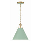 Crystorama Xavier 1 Light Vibrant Gold Plus Green Mini Pendant
