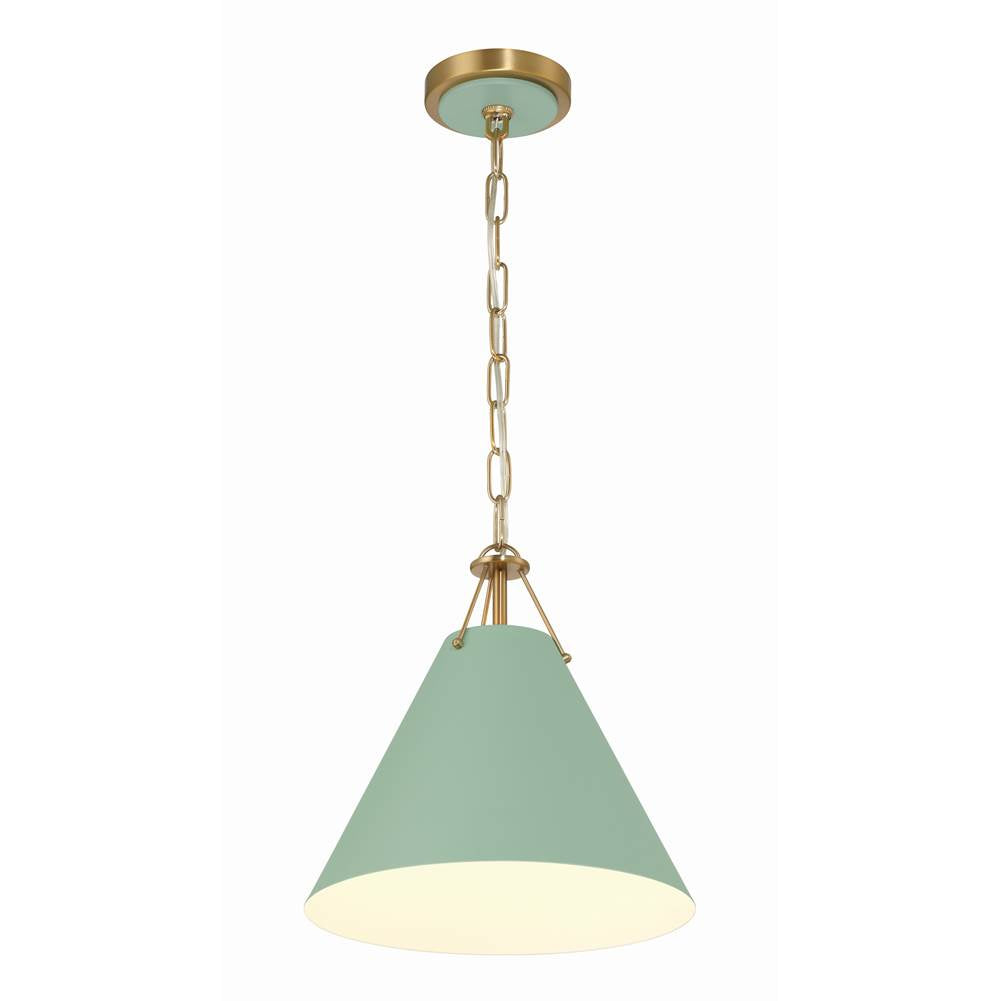 Crystorama XAV-B8301-VG-GR Vibrant Gold,Green Xavier 1 Light Vibrant Gold Plus Green Mini Pendant Image 3