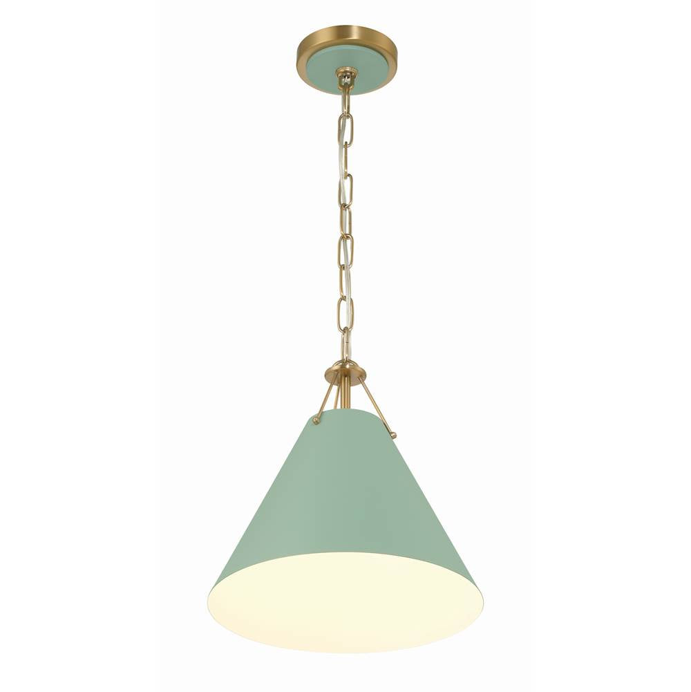Crystorama XAV-B8301-VG-GR Vibrant Gold,Green Xavier 1 Light Vibrant Gold Plus Green Mini Pendant Image 2