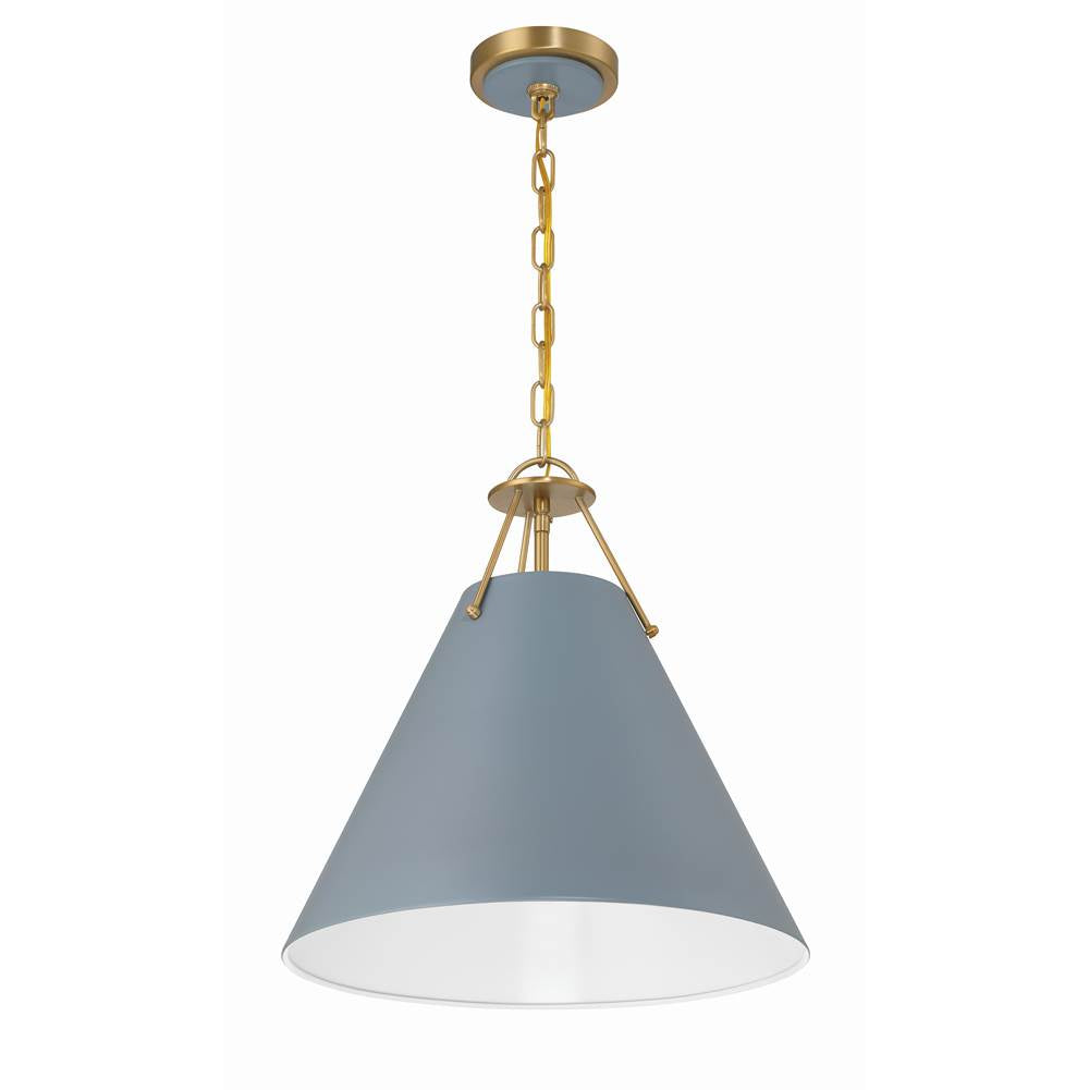 Crystorama XAV-B8305-VG-BL Vibrant Gold,Blue Xavier 3 Light Vibrant Gold Plus Blue Pendant Image 1