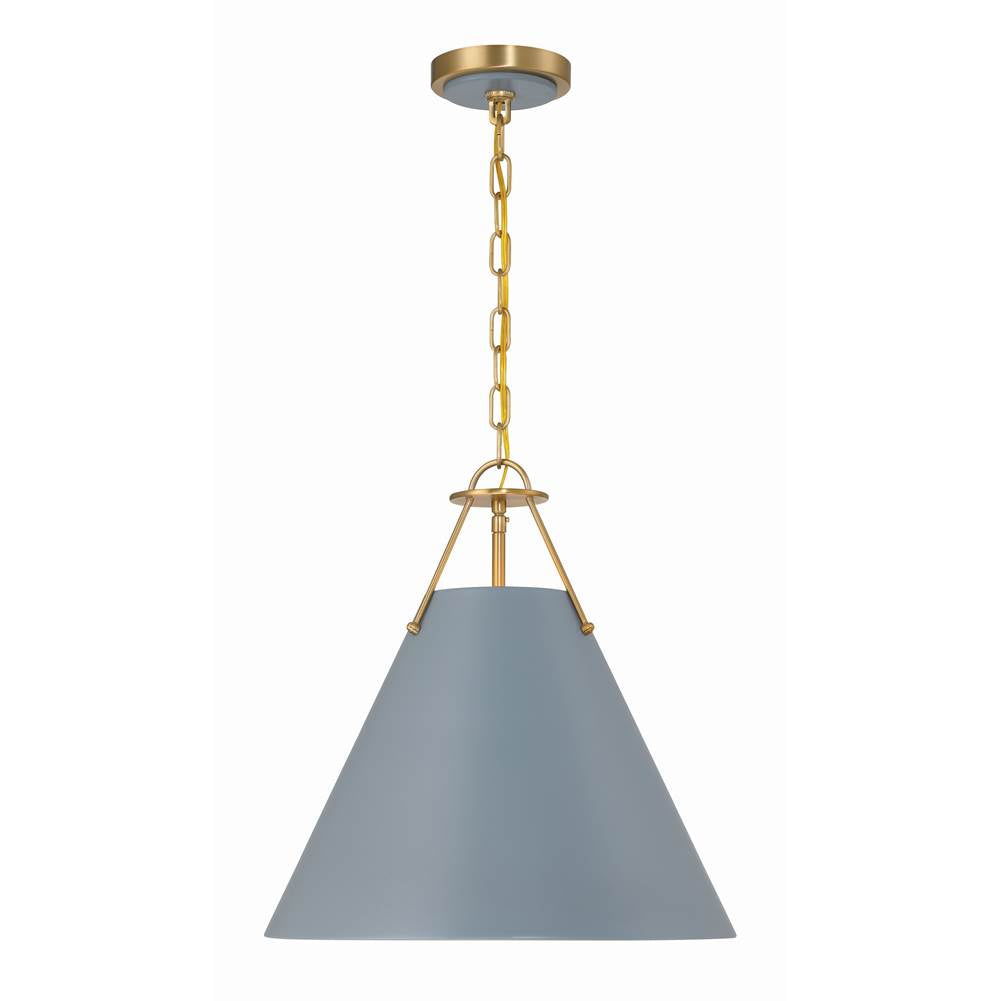 Crystorama Xavier 3 Light Vibrant Gold Plus Blue Pendant