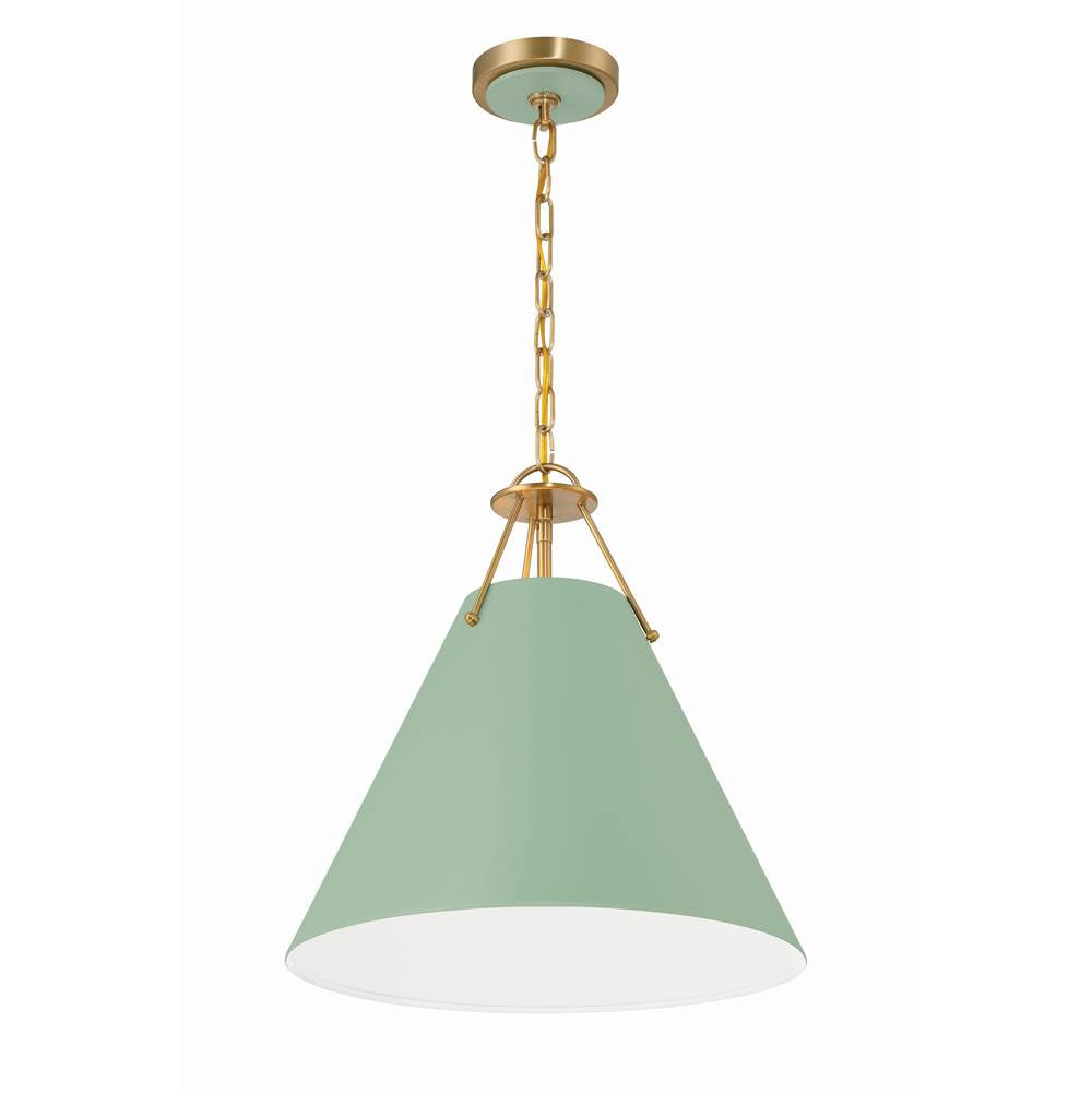 Crystorama XAV-B8305-VG-GR Vibrant Gold,Green Xavier 3 Light Vibrant Gold Plus Green Pendant Image 1