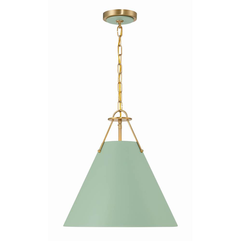 Crystorama Xavier 3 Light Vibrant Gold Plus Green Pendant