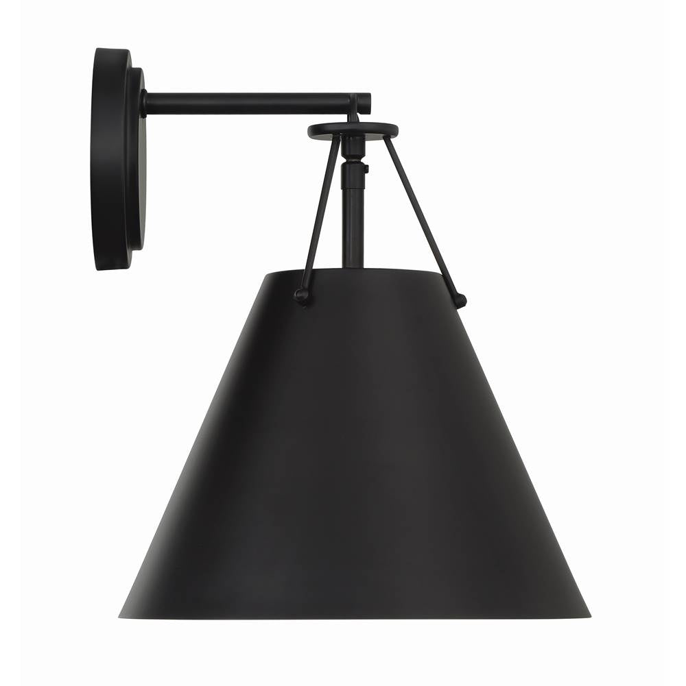 Crystorama Xavier 1 Light Matte Black Task Sconce