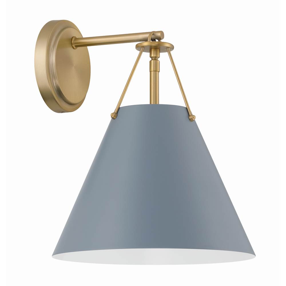 Crystorama XAV-B8311-VG-BL Vibrant Gold,Blue Xavier 1 Light Vibrant Gold Plus Blue Task Sconce Image 1