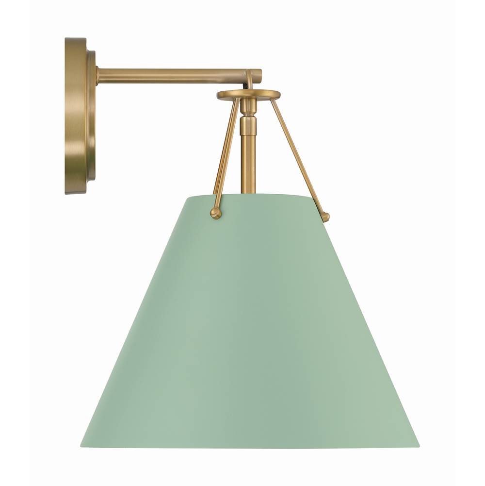 Crystorama Xavier 1 Light Vibrant Gold Plus Green Task Sconce