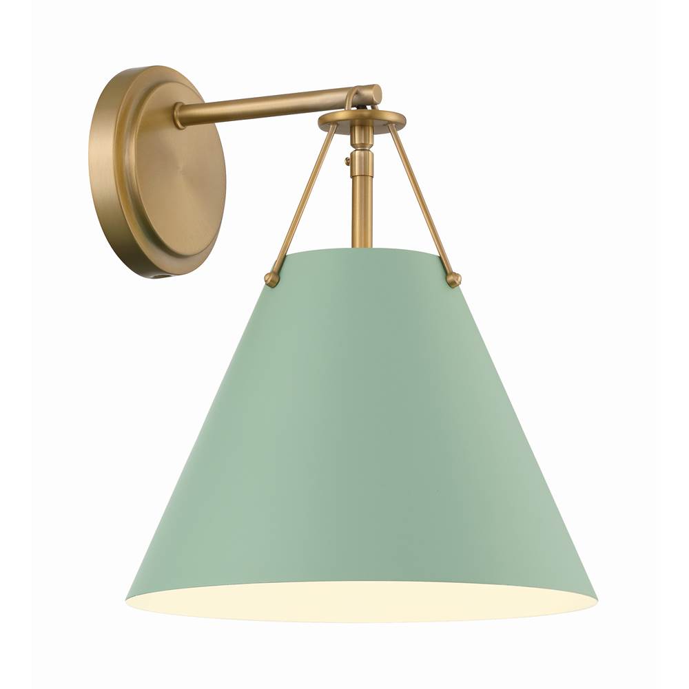 Crystorama XAV-B8311-VG-GR Vibrant Gold,Green Xavier 1 Light Vibrant Gold Plus Green Task Sconce Image 3