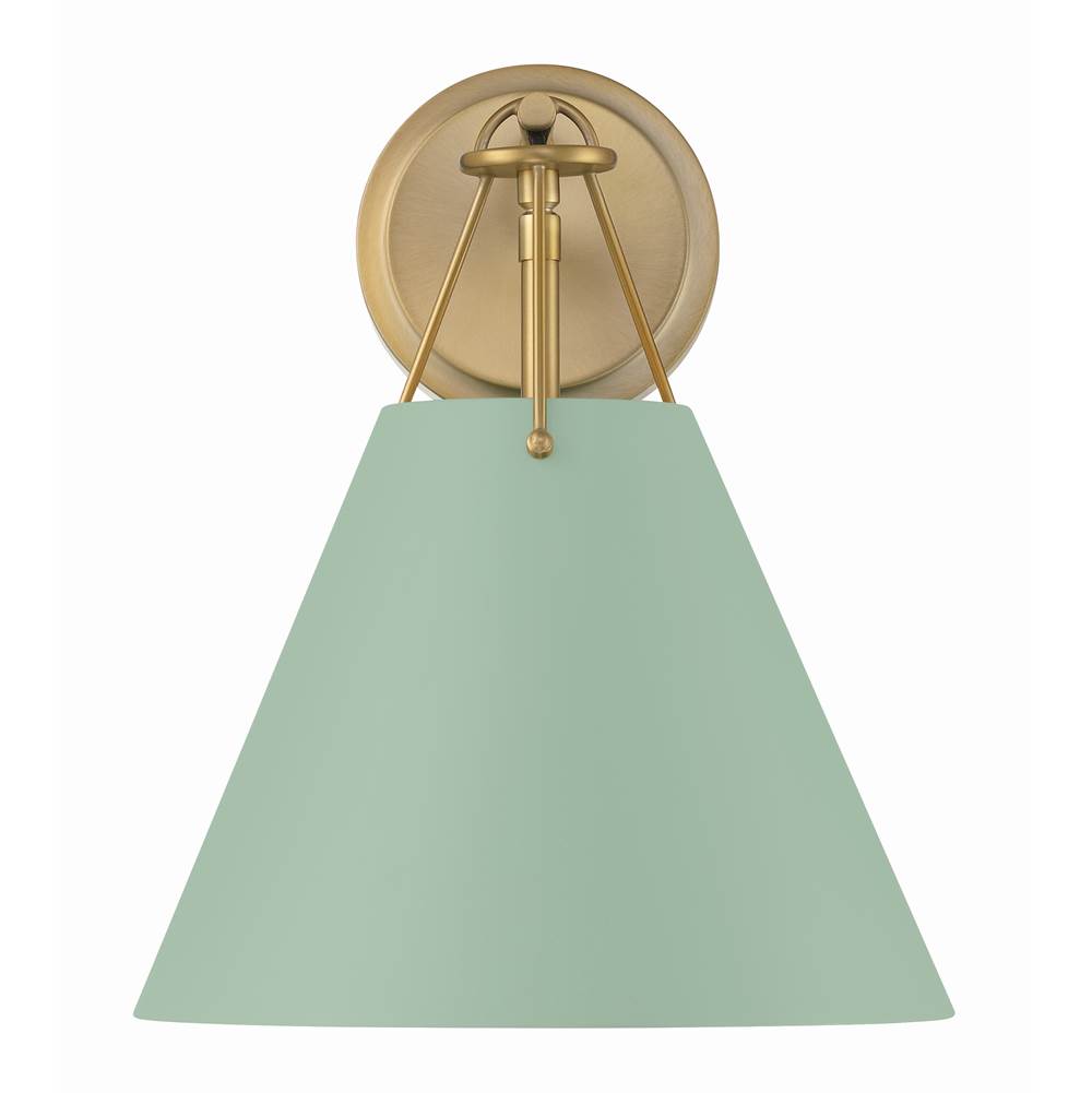 Crystorama XAV-B8311-VG-GR Vibrant Gold,Green Xavier 1 Light Vibrant Gold Plus Green Task Sconce Image 2