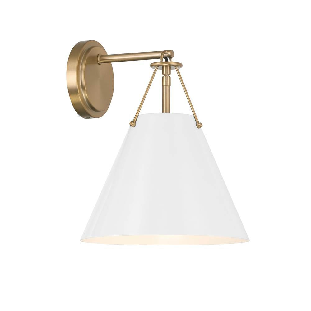 Crystorama XAV-B8311-VG-WH Vibrant Gold,White Xavier 1 Light Vibrant Gold Plus White Sconce Image 1