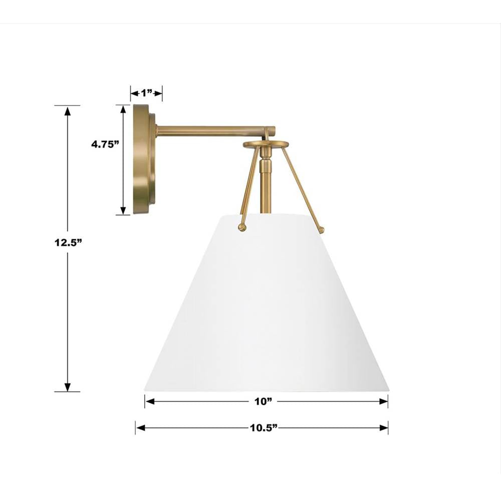 Crystorama XAV-B8311-VG-WH Vibrant Gold,White Xavier 1 Light Vibrant Gold Plus White Sconce Image 3