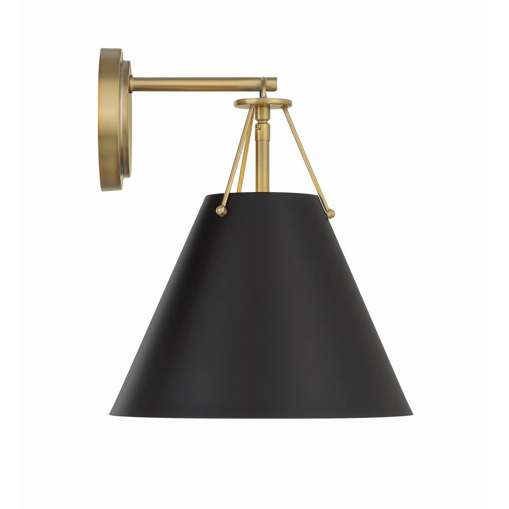 Crystorama Xavier 1 Light Matte Black Task Sconce