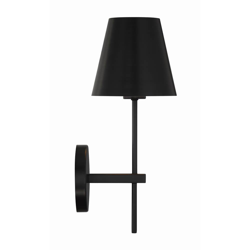 Crystorama Xavier 1 Light Matte Black Wall Mount