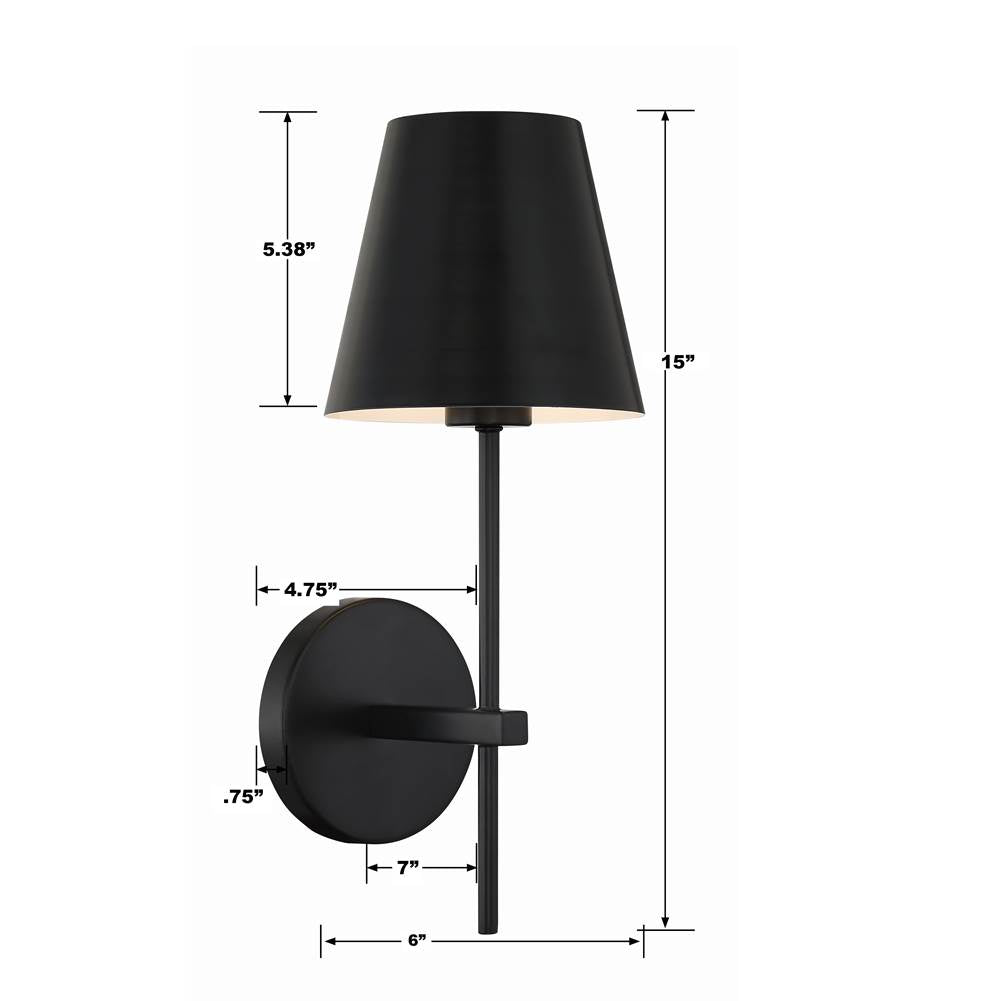 Crystorama XAV-B8321-MK Matte Black Xavier 1 Light Matte Black Wall Mount Image 2