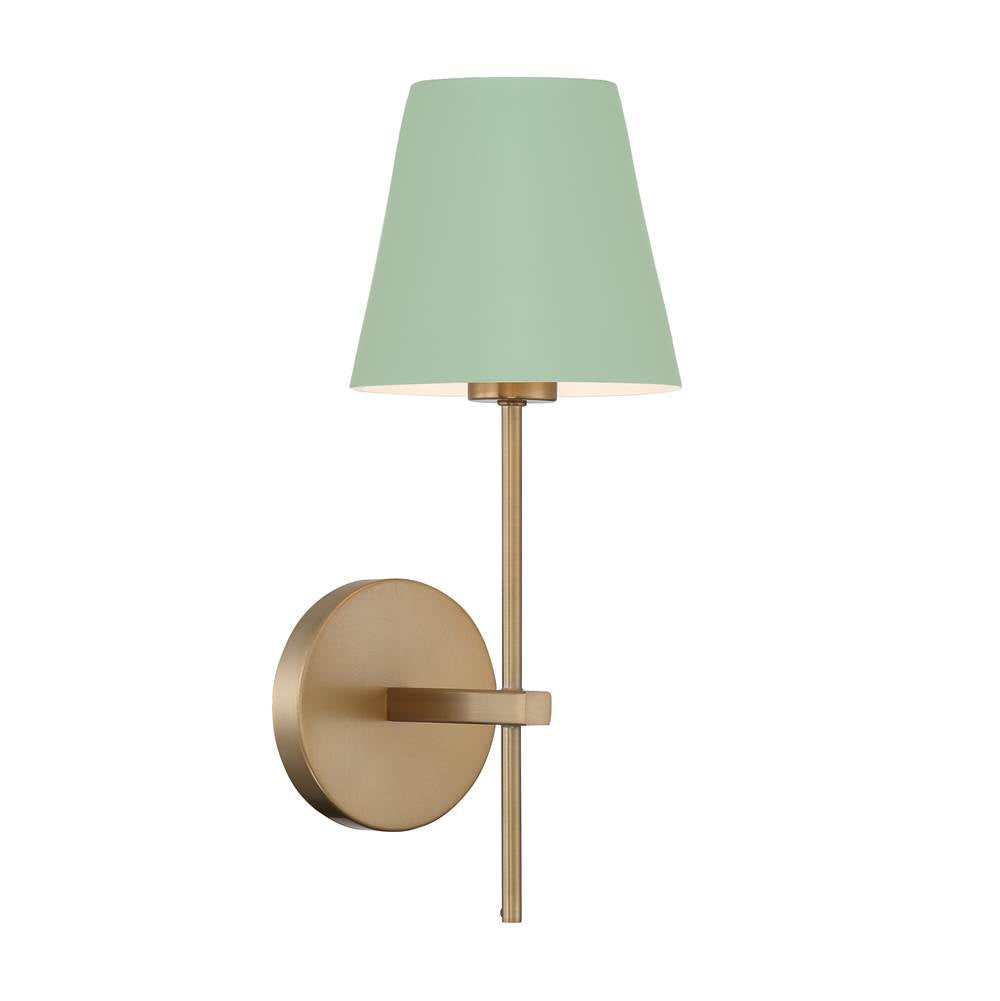 Crystorama XAV-B8321-VG-GR Vibrant Gold,Green Xavier 1 Light Vibrant Gold Plus Green Sconce Image 1