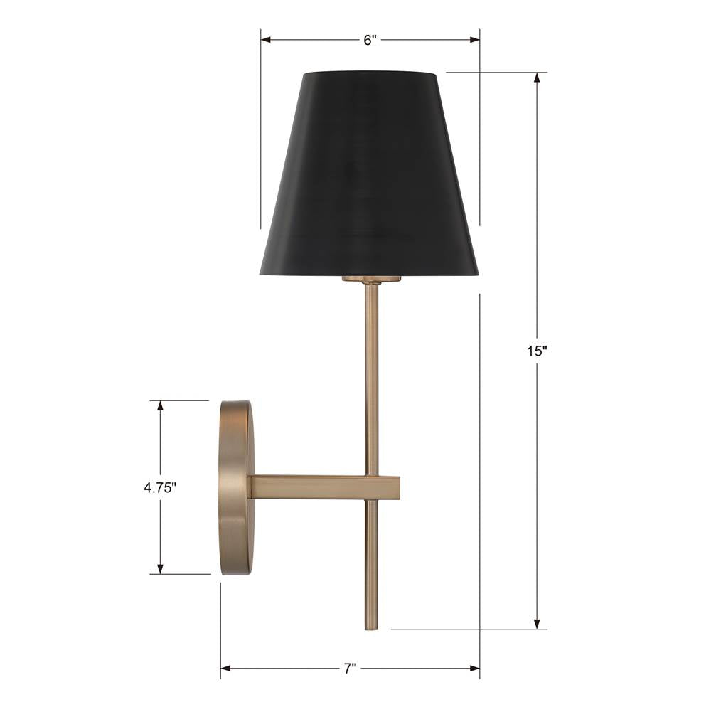 Crystorama XAV-B8321-VG Vibrant Gold Xavier 1 Light Vibrant Gold Wall Mount Image 2
