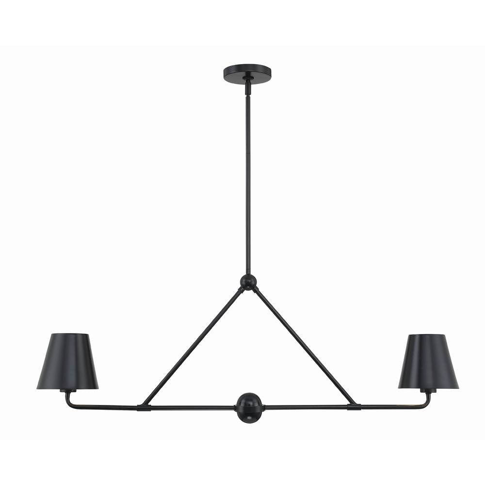 Crystorama XAV-B9302-MK Matte Black Xavier 2 Light Matte Black Chandelier Image 1