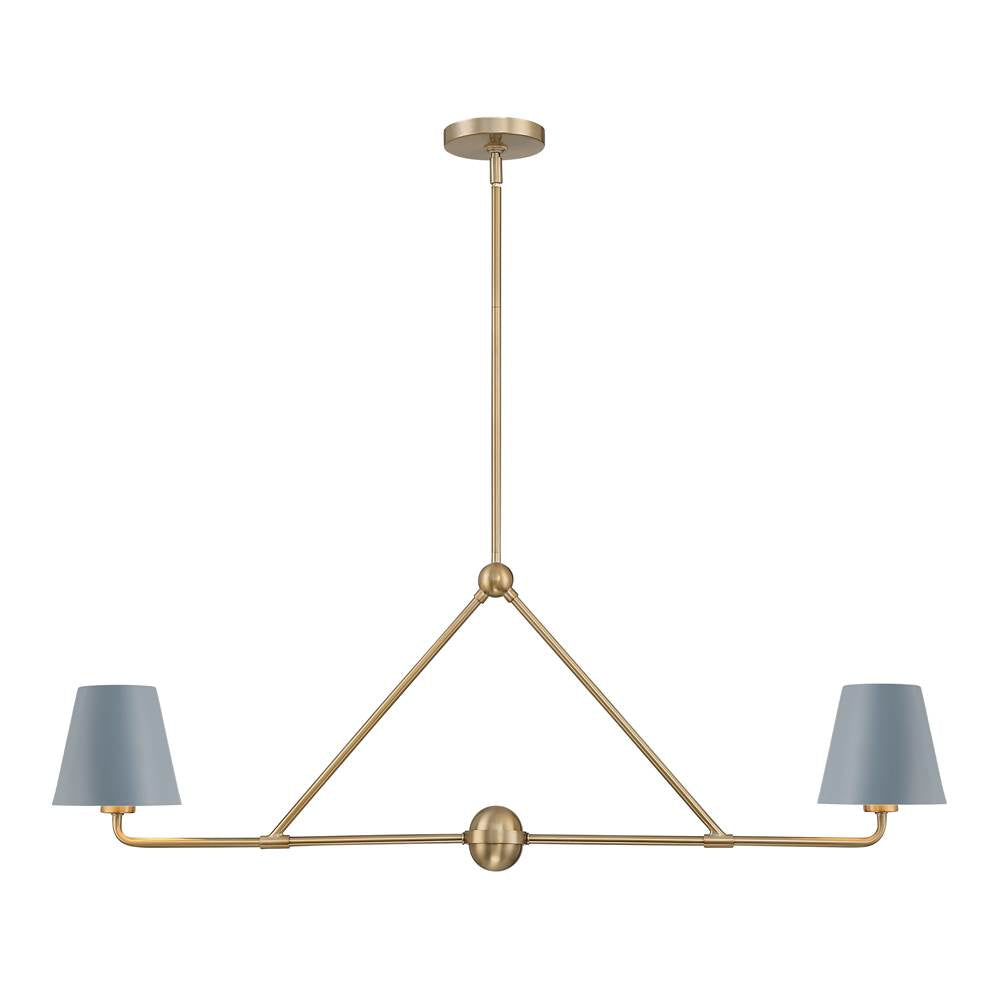 Crystorama XAV-B9302-VG-BL Vibrant Gold,Blue Xavier 2 Light Vibrant Gold Plus Blue Chandelier Image 1