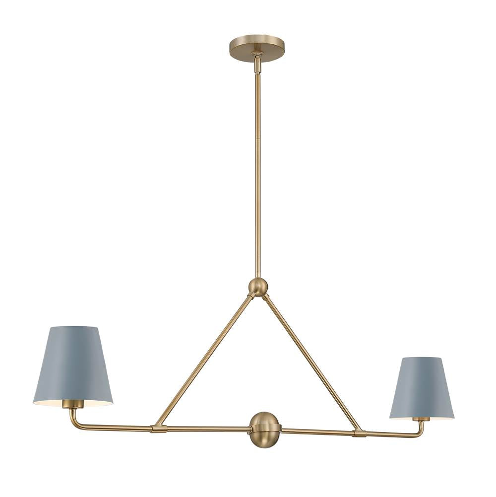 Crystorama Xavier 2 Light Vibrant Gold Plus Blue Chandelier