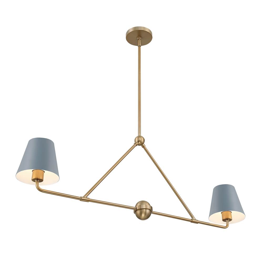 Crystorama XAV-B9302-VG-BL Vibrant Gold,Blue Xavier 2 Light Vibrant Gold Plus Blue Chandelier Image 3