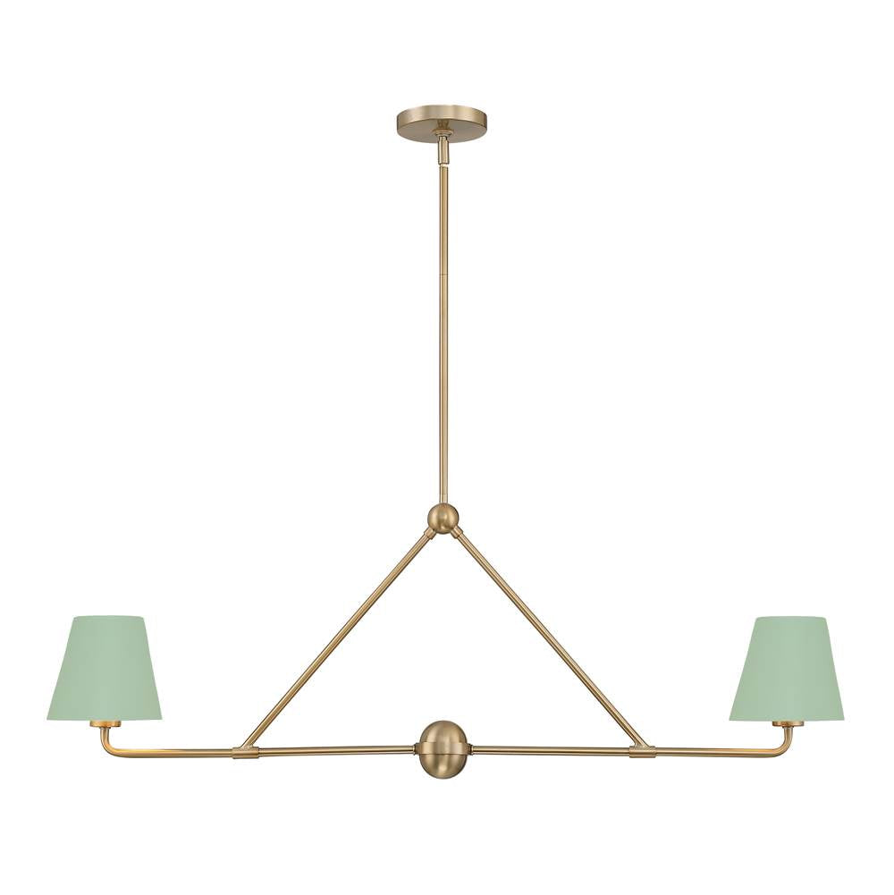 Crystorama XAV-B9302-VG-GR Vibrant Gold,Green Xavier 2 Light Vibrant Gold Plus Green Chandelier Image 1