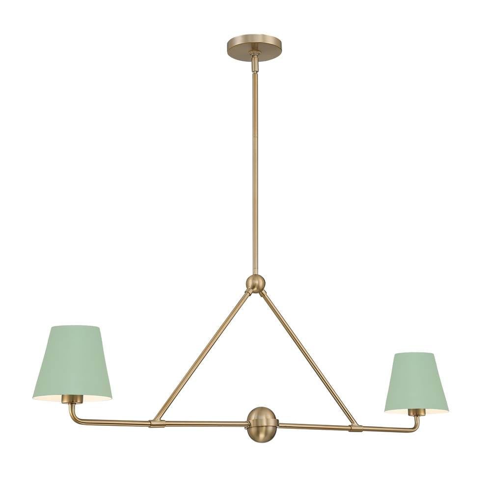 Crystorama Xavier 2 Light Vibrant Gold Plus Green Chandelier