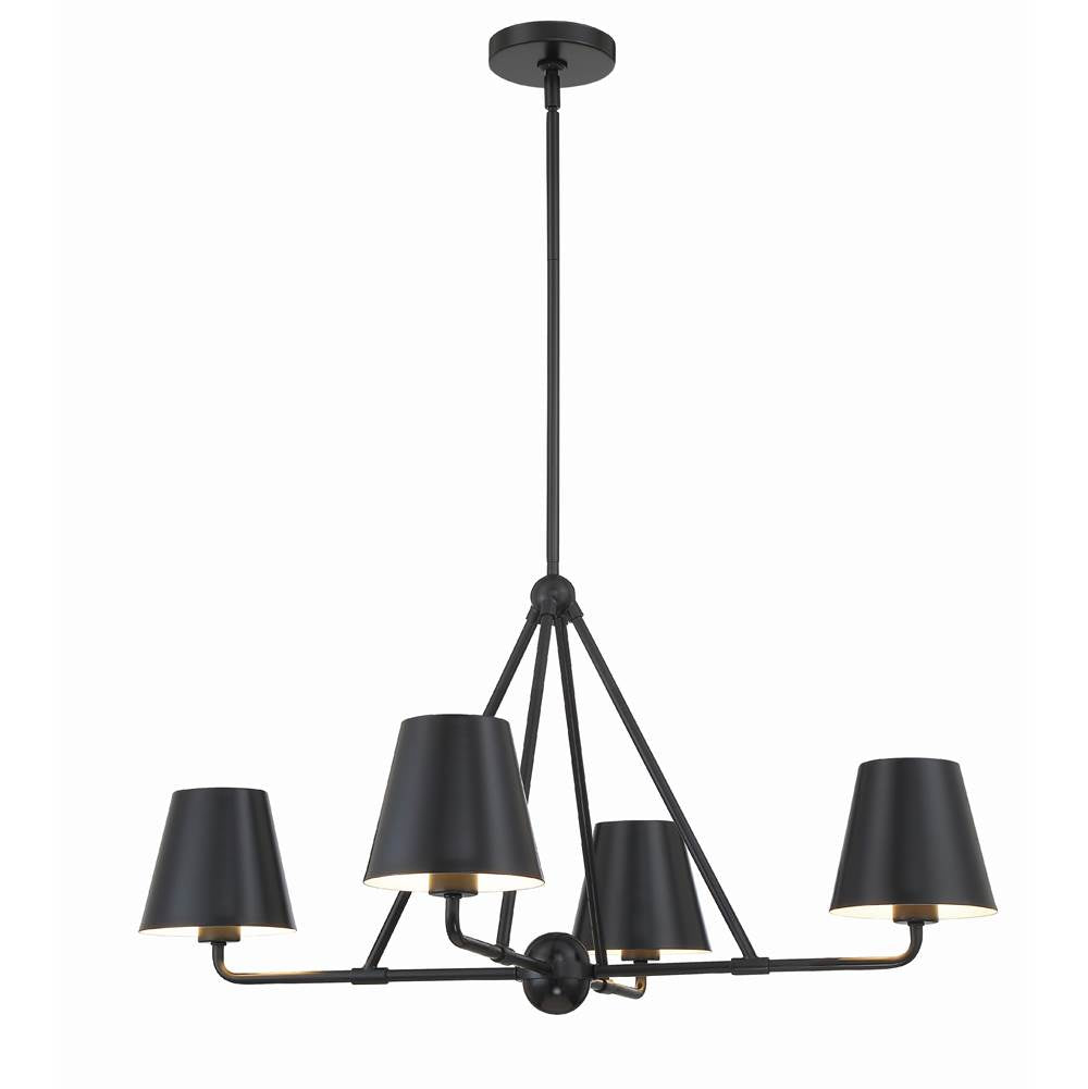Crystorama XAV-B9304-MK Matte Black Xavier 4 Light Matte Black Chandelier Image 1
