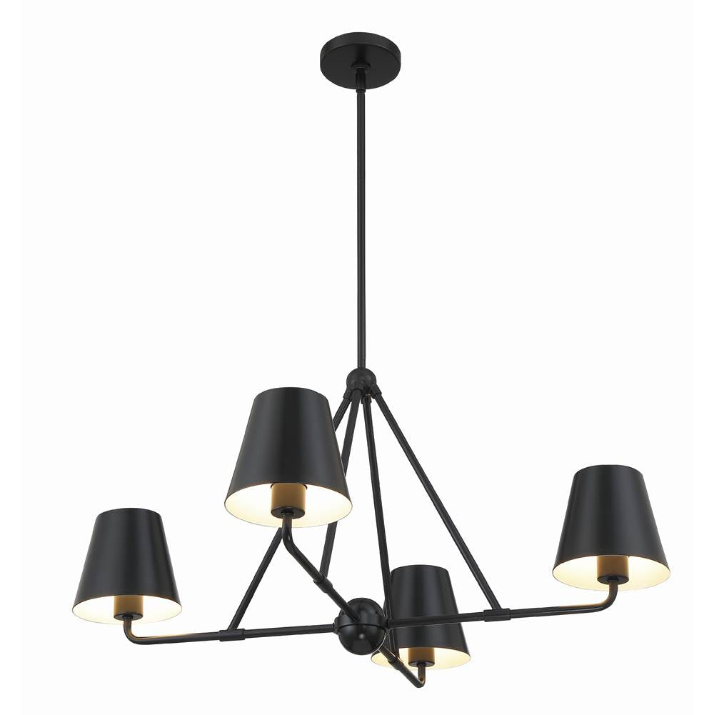 Crystorama XAV-B9304-MK Matte Black Xavier 4 Light Matte Black Chandelier Image 5