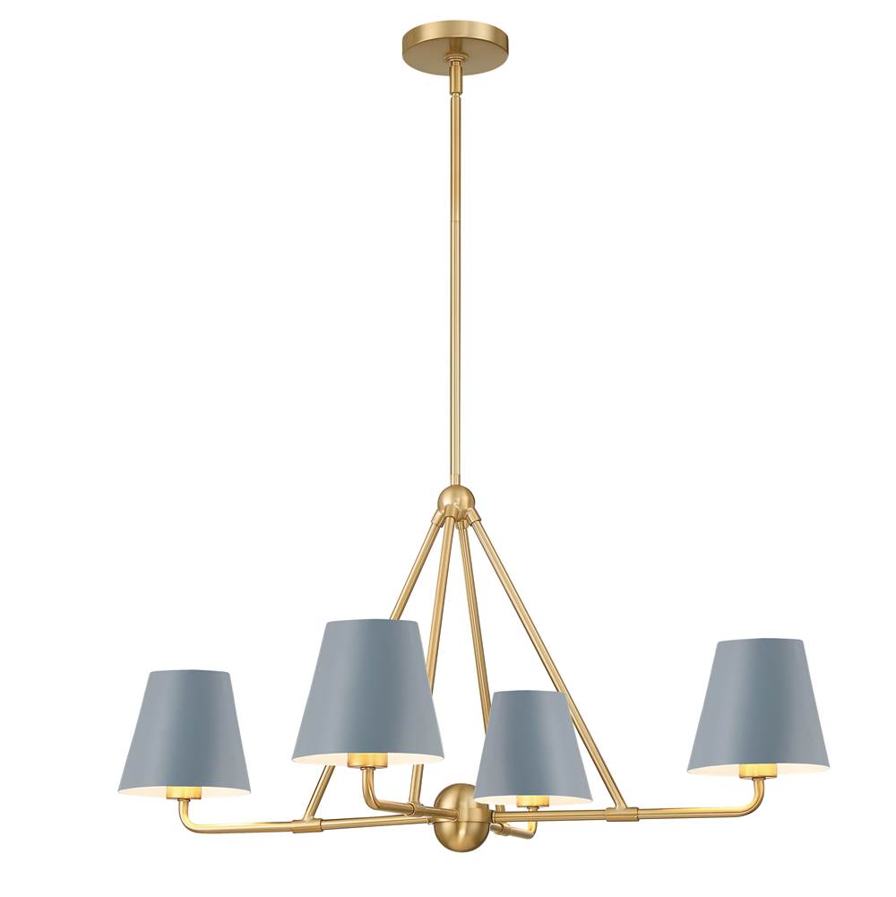 Crystorama XAV-B9304-VG-BL Vibrant Gold,Blue Xavier 4 Light Vibrant Gold Plus Blue Chandelier Image 1
