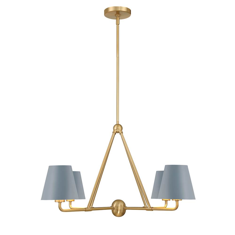 Crystorama Xavier 4 Light Vibrant Gold Plus Blue Chandelier