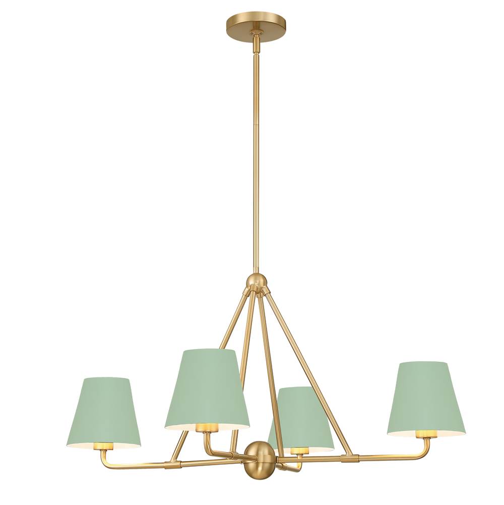 Crystorama XAV-B9304-VG-GR Vibrant Gold,Green Xavier 4 Light Vibrant Gold Plus Green Chandelier Image 1