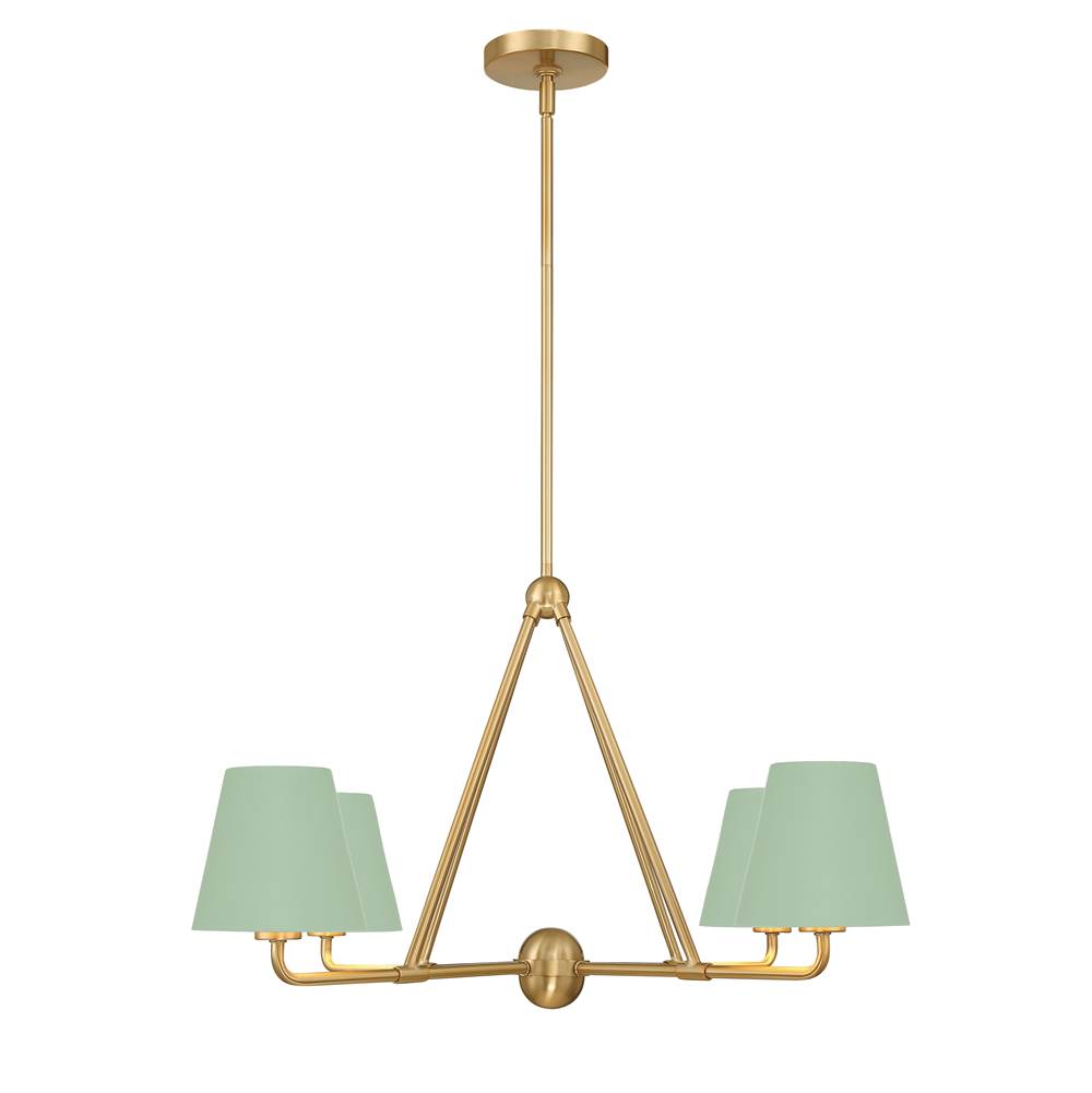 Crystorama Xavier 4 Light Vibrant Gold Plus Green Chandelier