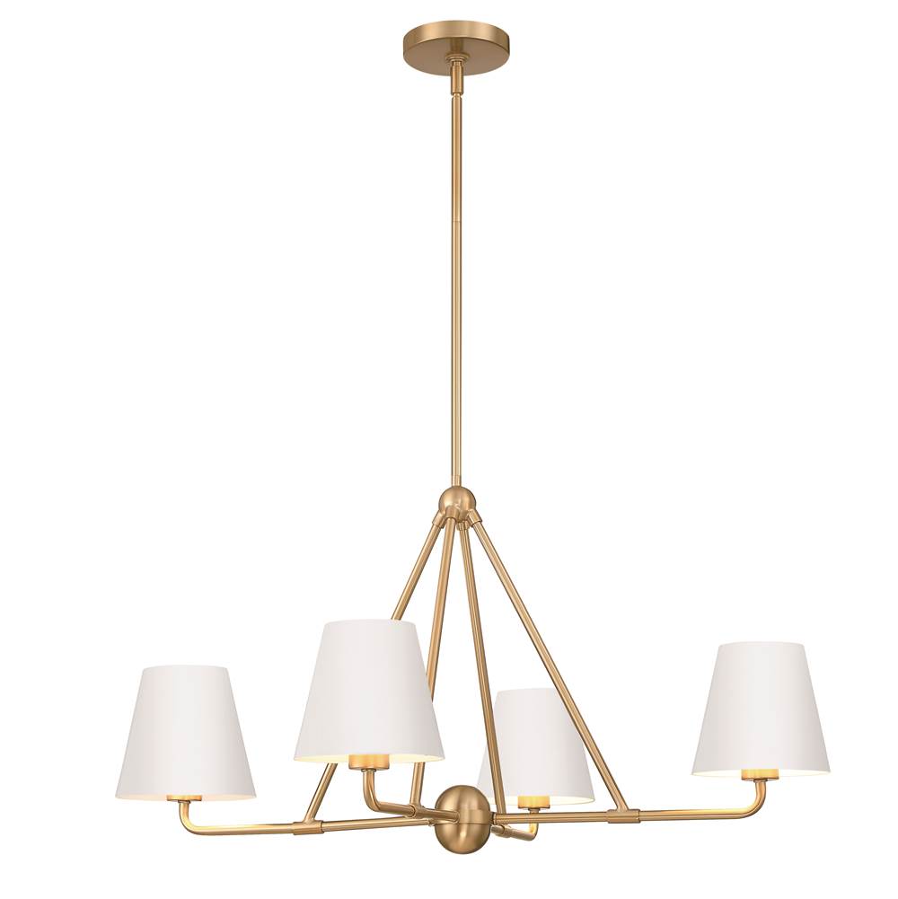 Crystorama XAV-B9304-VG-WH Vibrant Gold, White Xavier 4 Light Vibrant Gold Plus White Chandelier Image 1