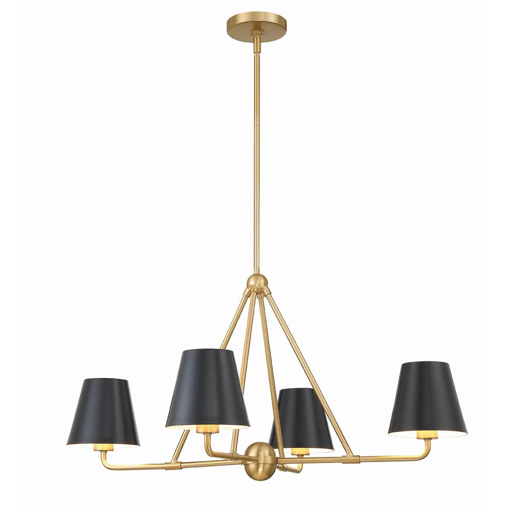 Crystorama XAV-B9304-VG Vibrant Gold Xavier 4 Light Vibrant Gold Chandelier Image 1
