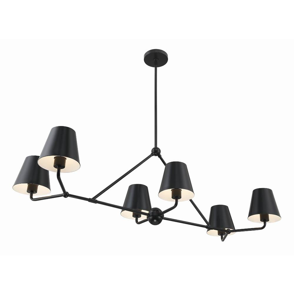 Crystorama XAV-B9306-MK Matte Black Xavier 6 Light Matte Black Chandelier Image 5