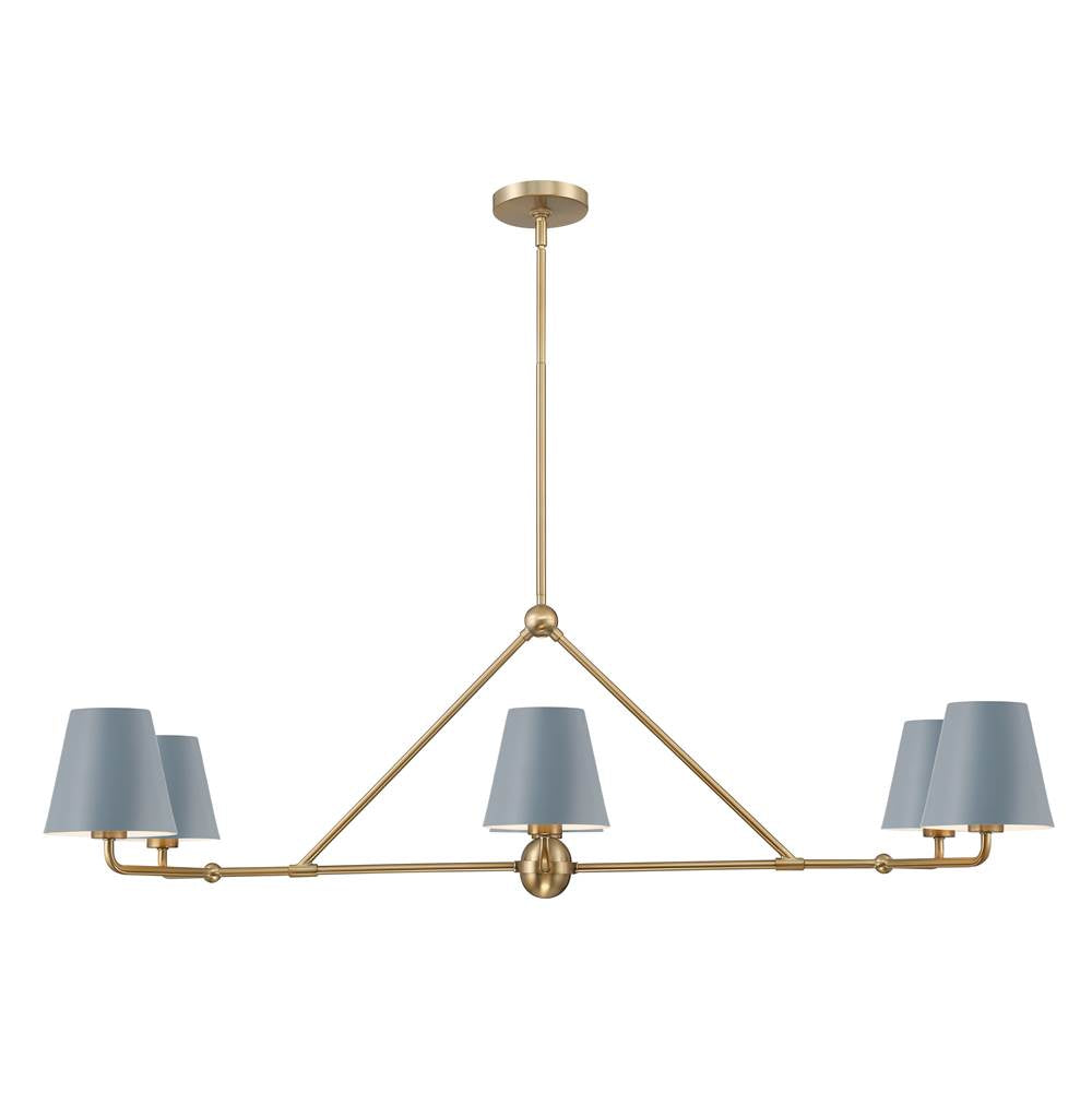 Crystorama XAV-B9306-VG-BL Vibrant Gold,Blue Xavier 6 Light Vibrant Gold Plus Blue Chandelier Image 1