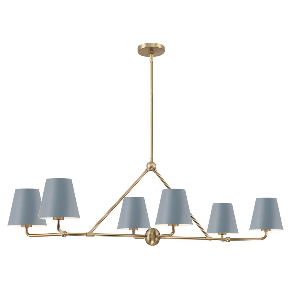 Crystorama Xavier 6 Light Vibrant Gold Plus Blue Chandelier