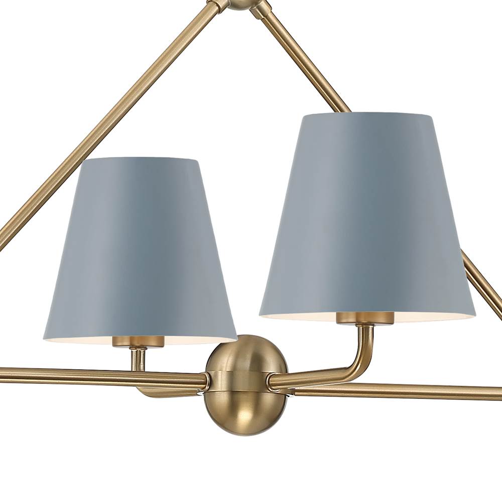 Crystorama XAV-B9306-VG-BL Vibrant Gold,Blue Xavier 6 Light Vibrant Gold Plus Blue Chandelier Image 2