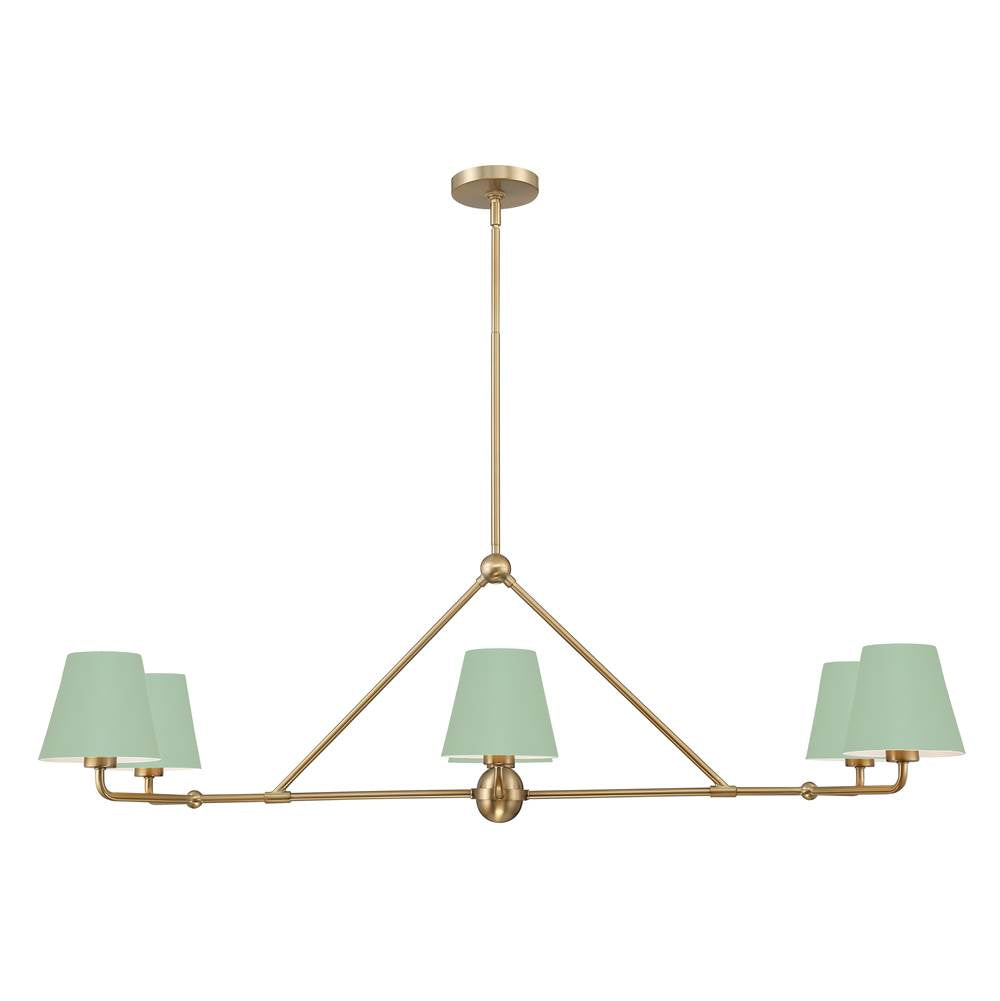 Crystorama XAV-B9306-VG-GR Vibrant Gold,Green Xavier 6 Light Vibrant Gold Plus Green Chandelier Image 1