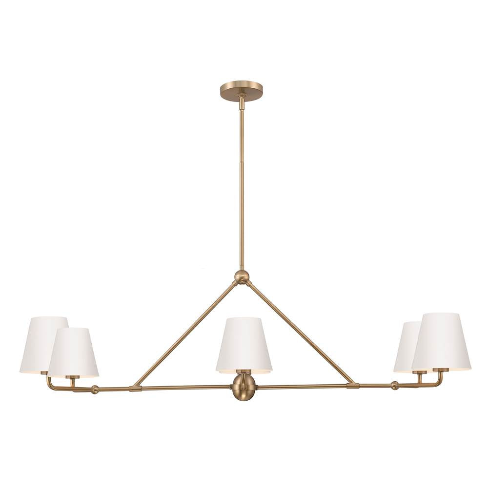 Crystorama XAV-B9306-VG-WH Vibrant Gold, White Xavier 6 Light Vibrant Gold Plus White Chandelier Image 1