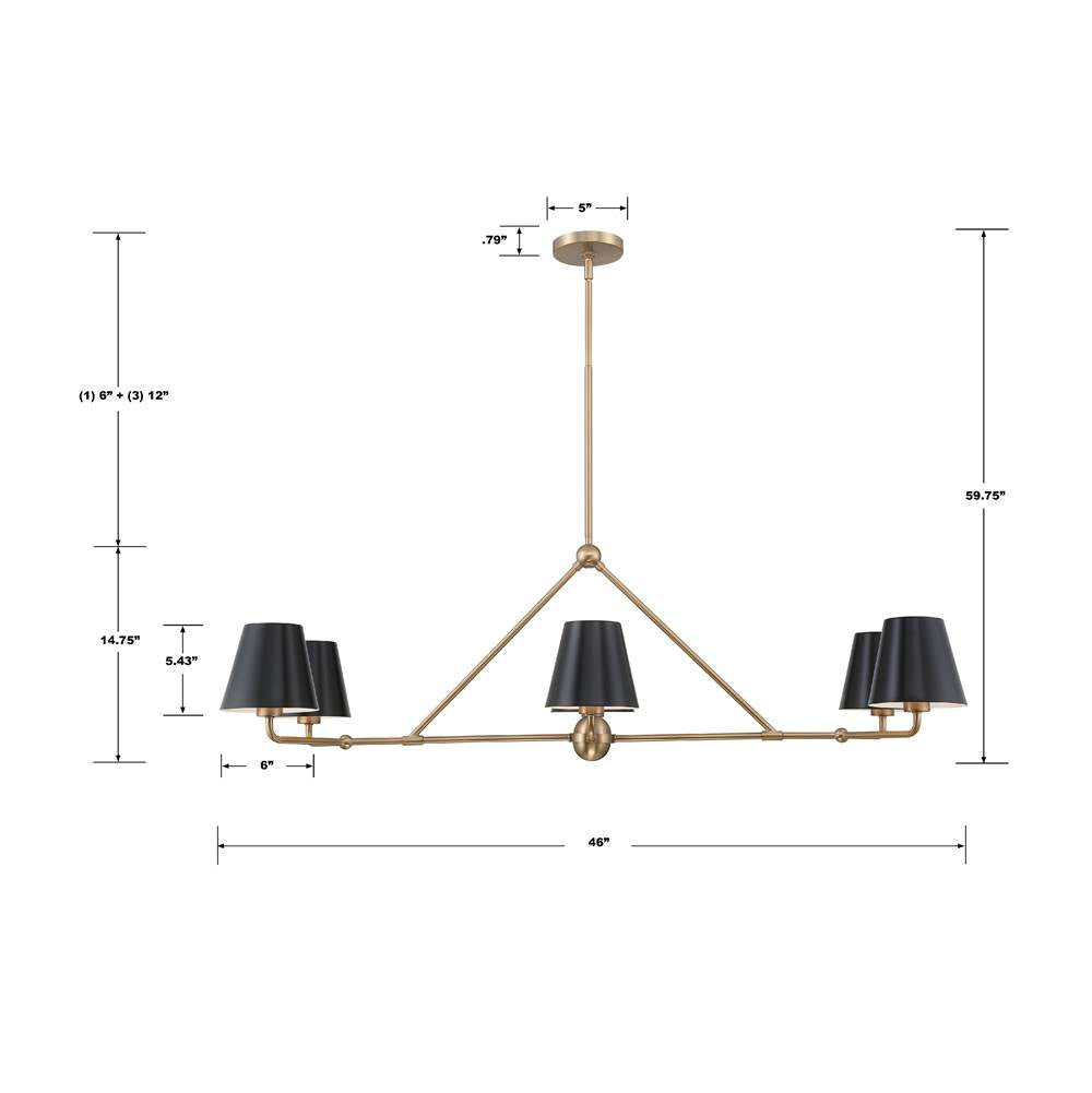 Crystorama XAV-B9306-VG Vibrant Gold Xavier 6 Light Vibrant Gold Chandelier Image 2