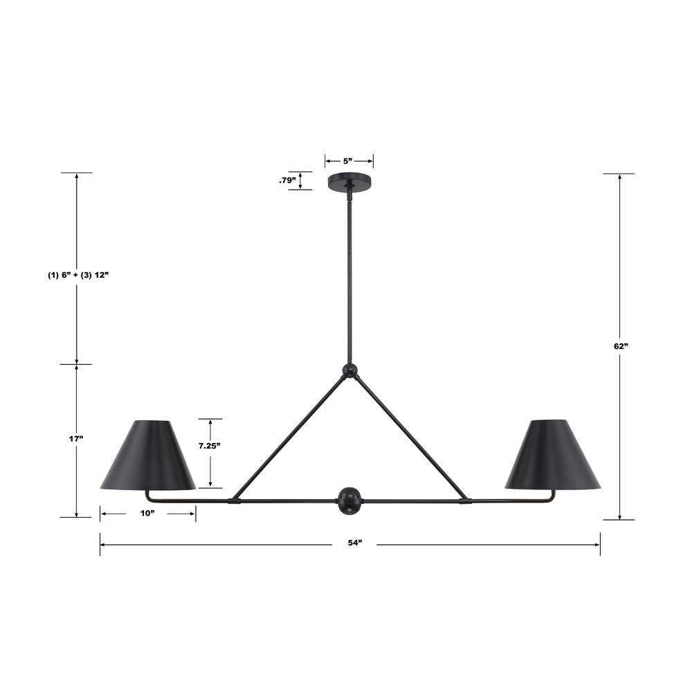 Crystorama XAV-B9307-MK Matte Black Xavier 4 Light Matte Black Chandelier Image 2