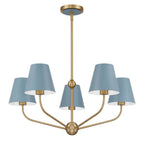 Crystorama Xavier 5 Light Vibrant Gold Plus Blue Chandelier